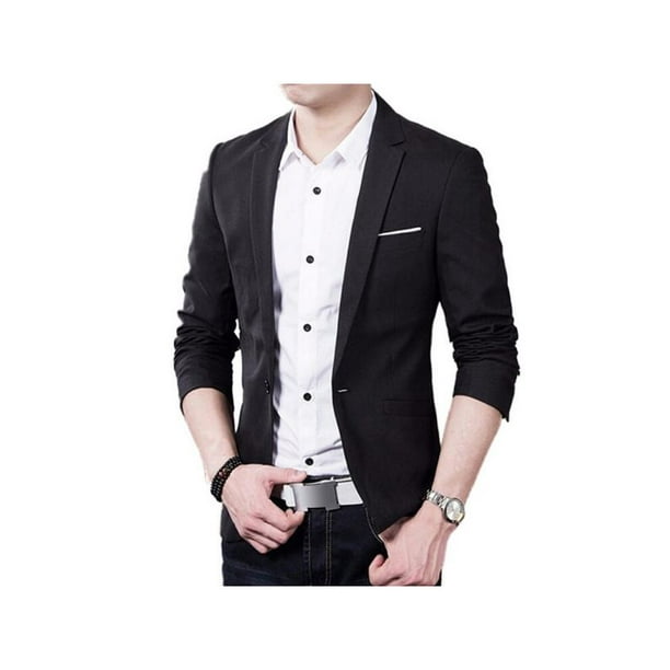 Men's Slim Fit Single Breasted Stand collar Blazer Jacket Long sleeve Printed L